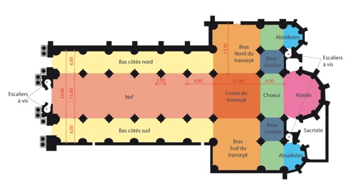 METZ [57] - Plan schématique de la basilique Saint-Vincent