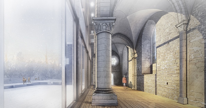 Transformation de l'Eglise de Chalou Moulineux -Perspective intérieure (...)