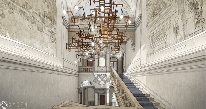 Transformation de la villa de la Pérollière - Vue depuis l'escalier (...)