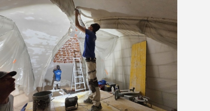 Pontleviy abbatiale réalisation plâtre et joints creux