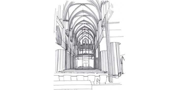 METZ [57] - Esquisse de projet au sein de la basilique Saint-Vincent