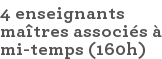 4 enseignants maîtres associés à mi-temps (160h)